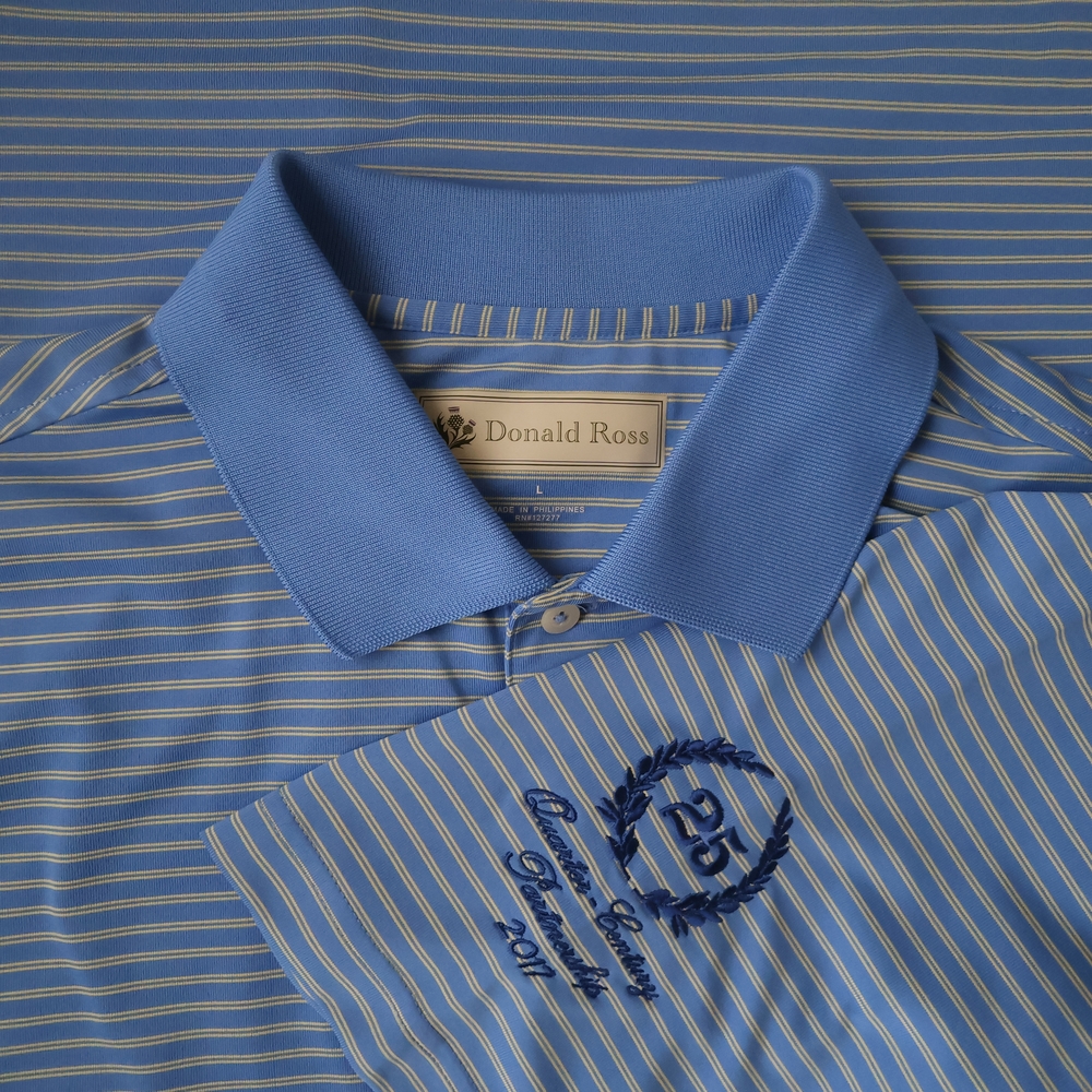 Blue Striped Men's Donald Ross Golf Polo Shirt